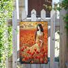 2D Flat, 1pc Floral Field Woman Wall Art - Tinplate Metal Sign Painting, 20.32x30.48 cm Indoor/Outdoor Hanging Decor, Vibrant Re