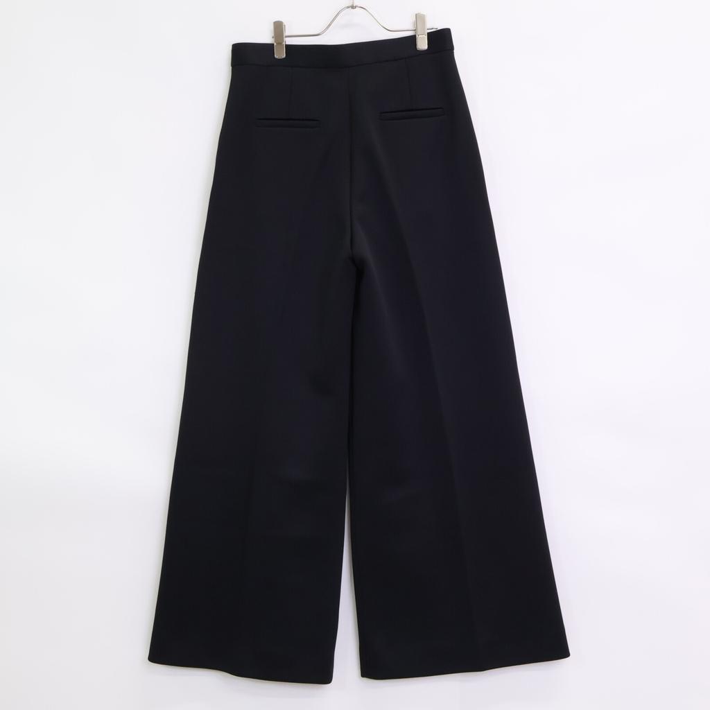 Max Mara 24Stainless Steel 2411781021 Nylon X Cotton Scuba Jersey Wide Flare Pants Bottoms 46 blackUsed