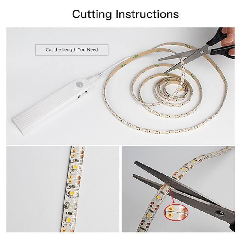LED Strip Light USB 5V Automatic Power Saving Motion Sensor Built In Timer For Living Room Bedroom 1/2/3M