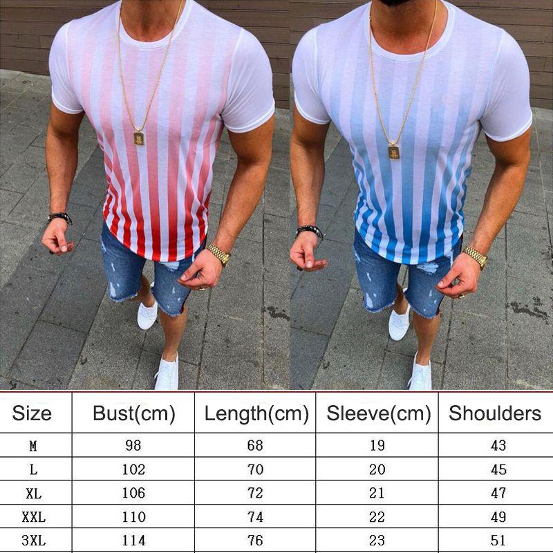 Herren Sommer Freizeit Kurzarm Gestreift Slim Fit Fitness Sport T-Shirt**