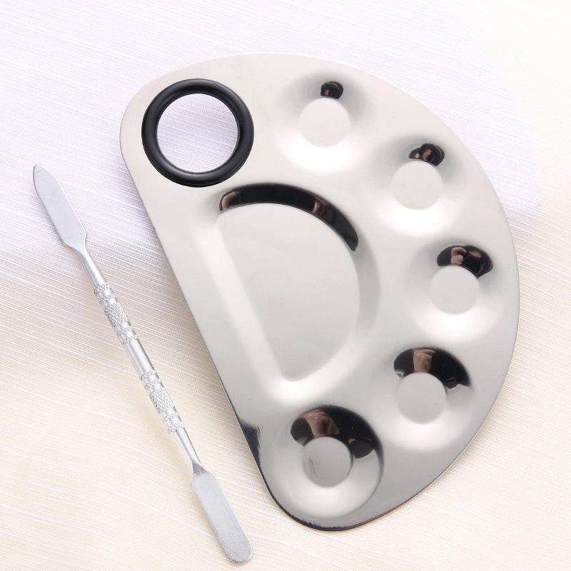 Stainless Steel Nail Art & Makeup Palette Set with Mixing Stick