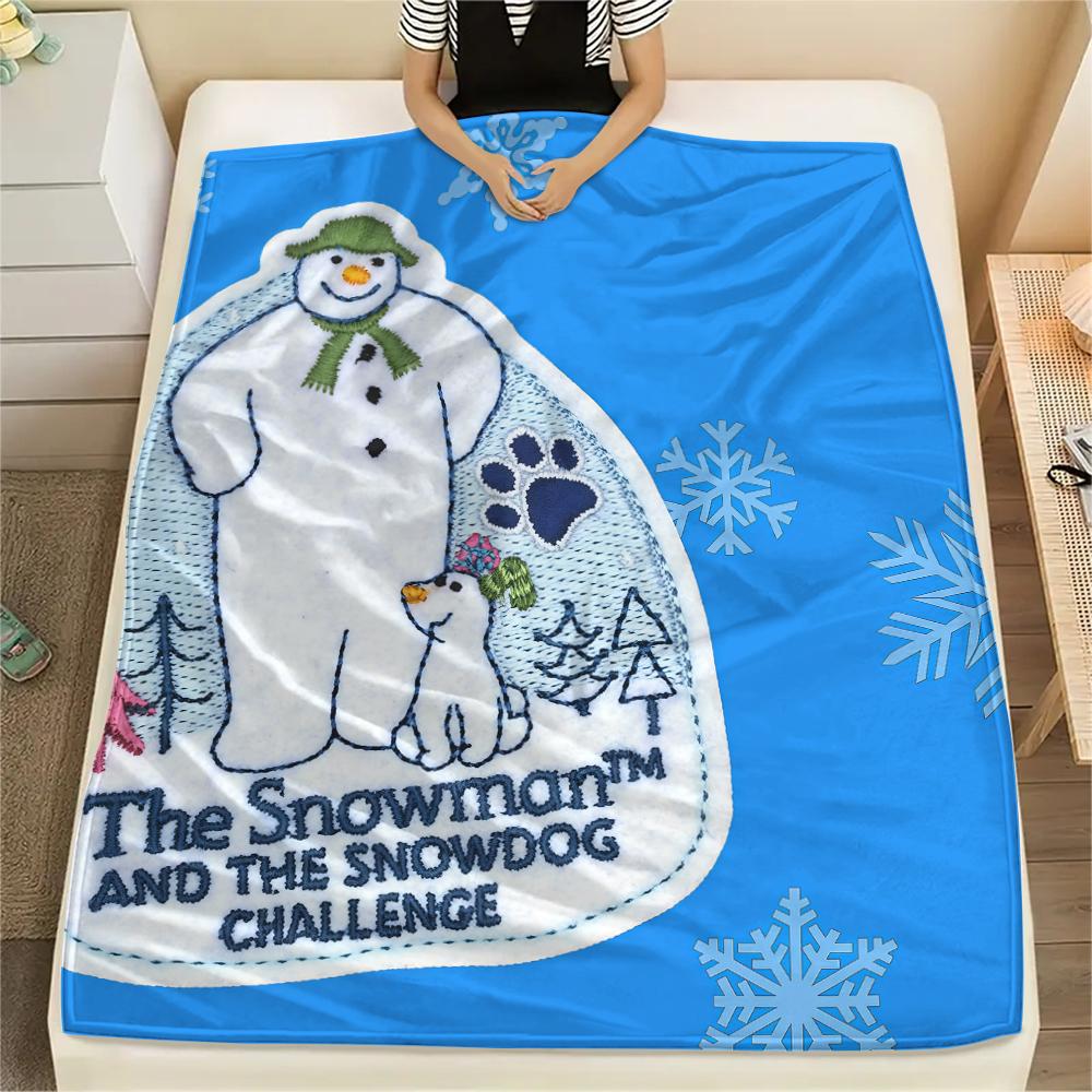 

1PC The Snowman Print Flannel Blanket, High quality All Seasons, Home Decor, Warmth and Comfort, Perfect for Christmas Gifts 80cm x 120cm