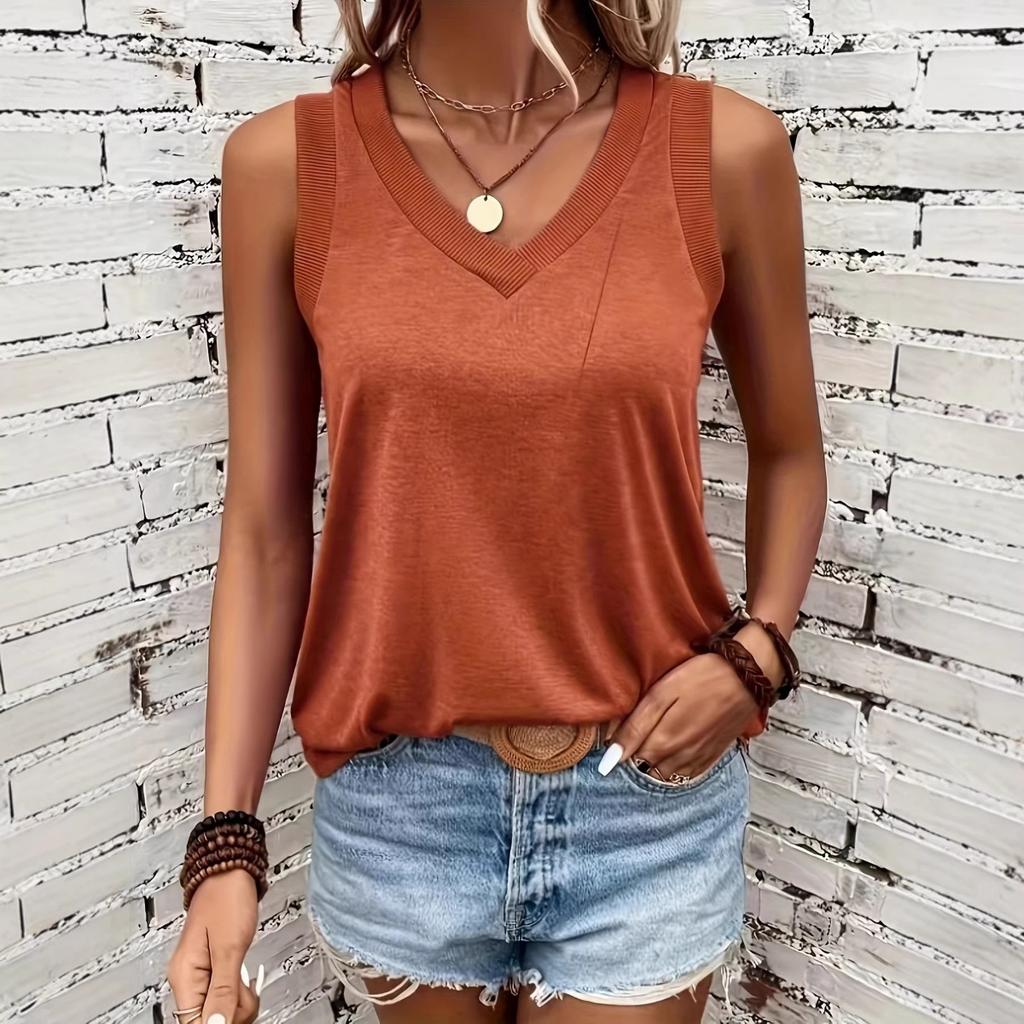 Damen locker V-Ausschnitt atmungsaktiv Baumwolle ärmellos Weste Tanktop, lässiges bequemes Sommer-T-Shirt für Damen Europäisch Amerikanisch grenzüberschreitend Heißer Verkauf