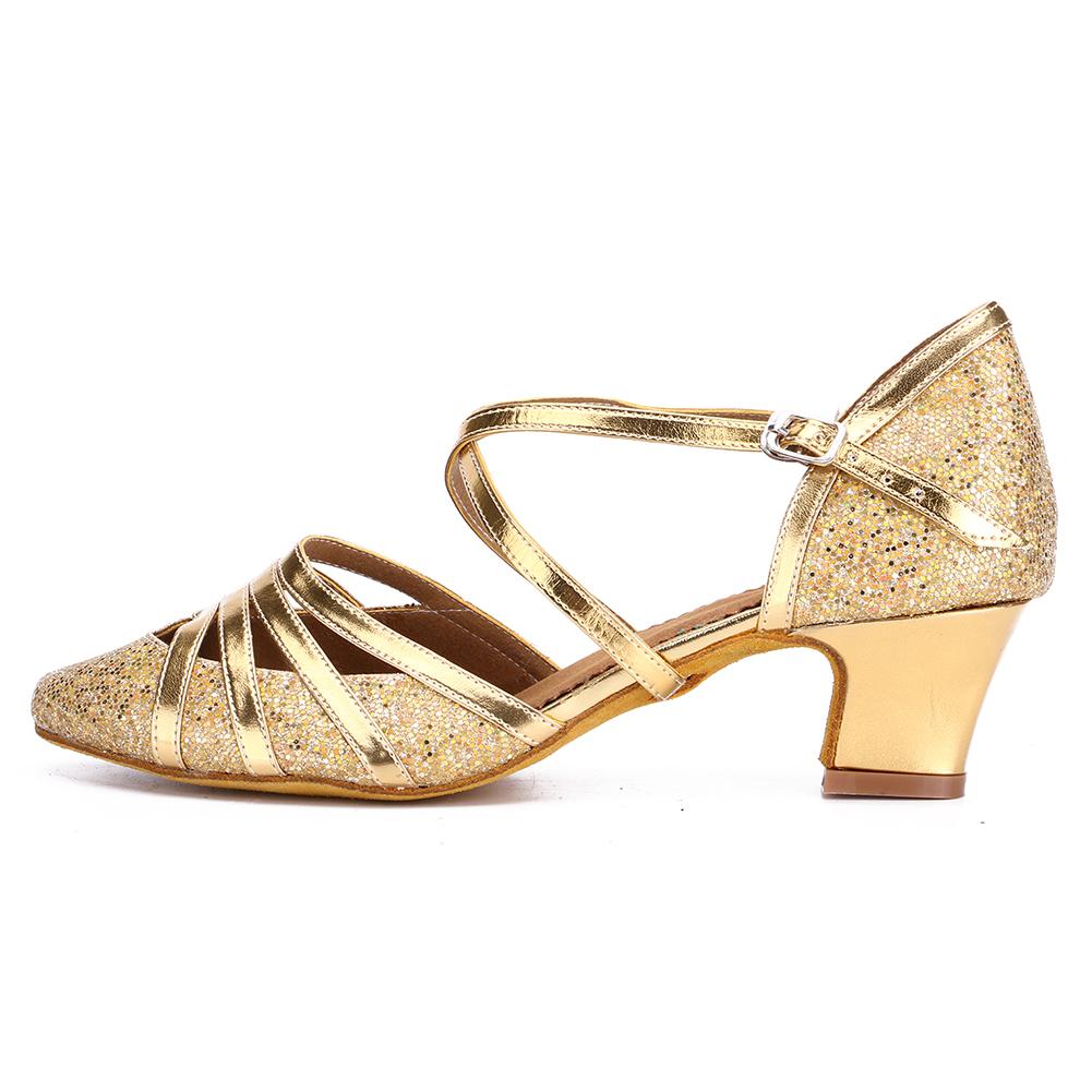 Sequins Women Latin Dance Shoes Waltz Salsa International Standard Dancing Shoes Heel 4cm Indoor