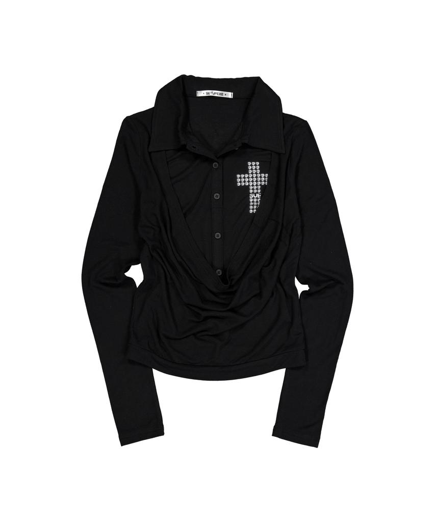 SETUP-EXE Sheer Layered Shirt / Black