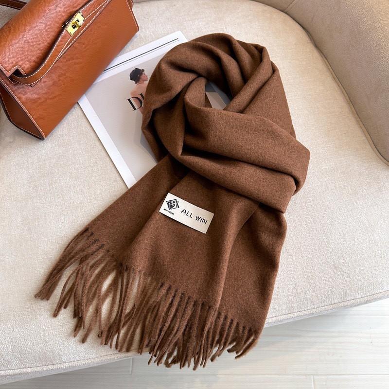 Womens Warm Thick Wool Blend Scarf Long Shawl With Tassels Winter Solid Color Fashion Accessory