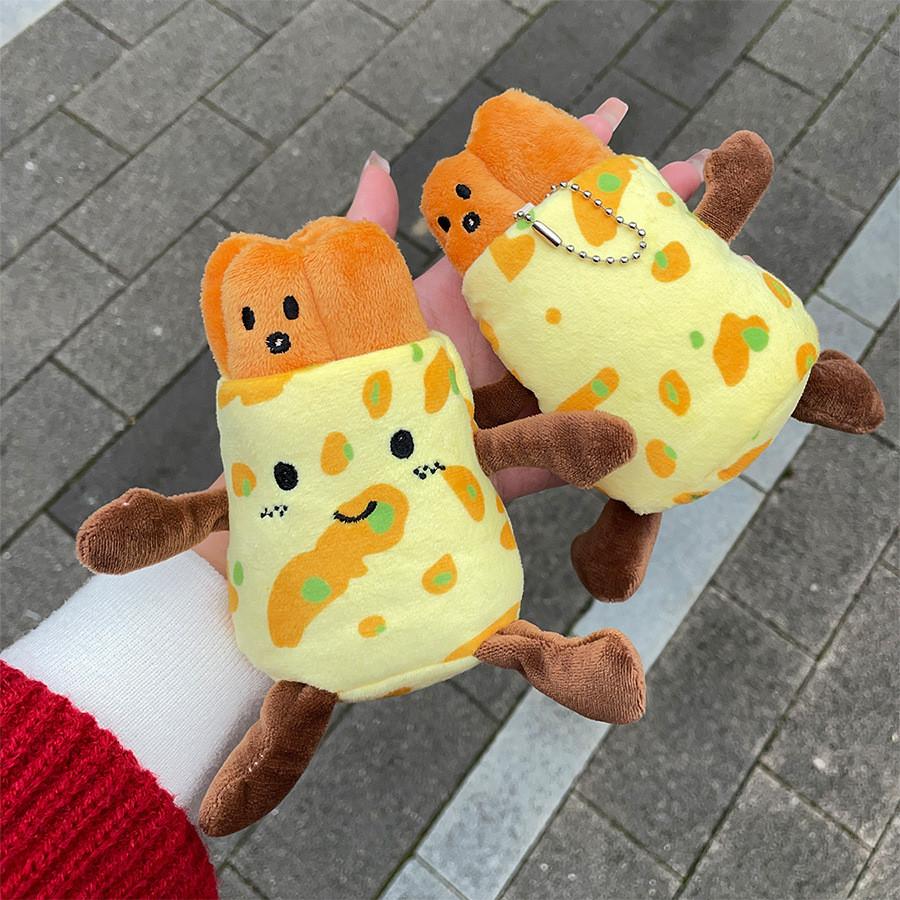 Cute Fritters Pancake Plush Toy Key Chain Creative Food Doll Doll Removable