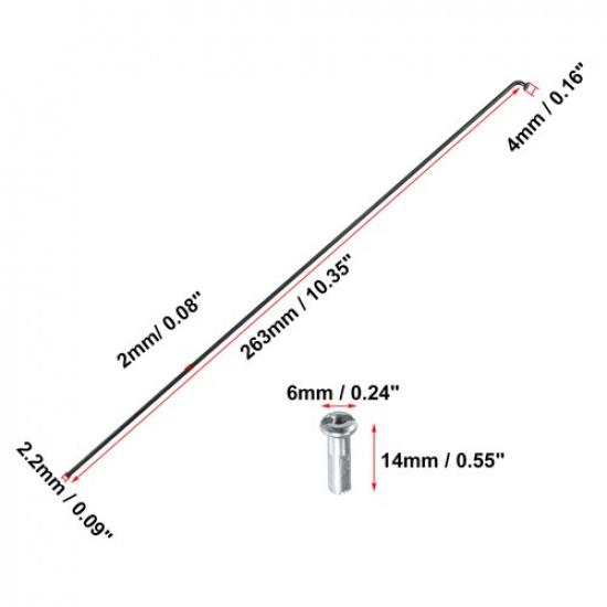 36pcs Bicycle Steel Spokes 14G 263mm Length with Nipples for Most Bicycle Bike