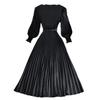 Llegada de Primavera: Elegante Vestido Largo Francés con Cintura Plisada Adelgazante para Mujer