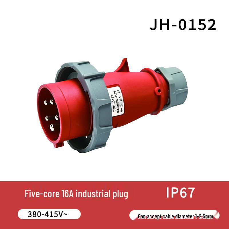 IP67 Waterproof 16A/32A Industrial Plug & Socket, European Standard, 3/4/5-core, Male & Female Connector