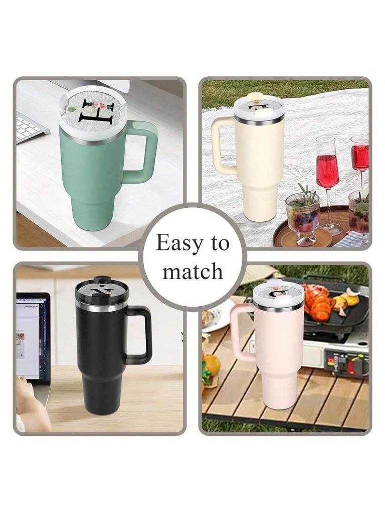 Tumblers Name Plates for Stanley Tumblers 40 Oz Cup Lid H2.0,Cup Lid Topper Round Acrylic Name ID Plate Glitter Silvery