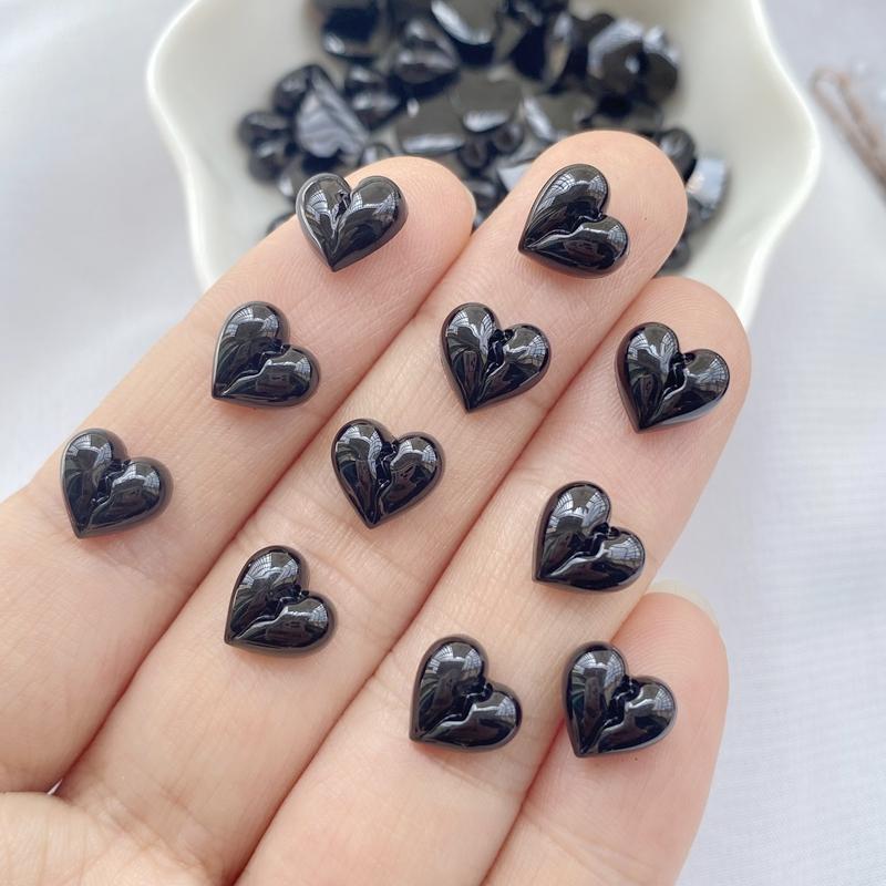 50Pcs New Cute Resin 8mm Mini Heart-shaped Series Flat Back Manicure Parts Embellishments For Hair Bows Accessories