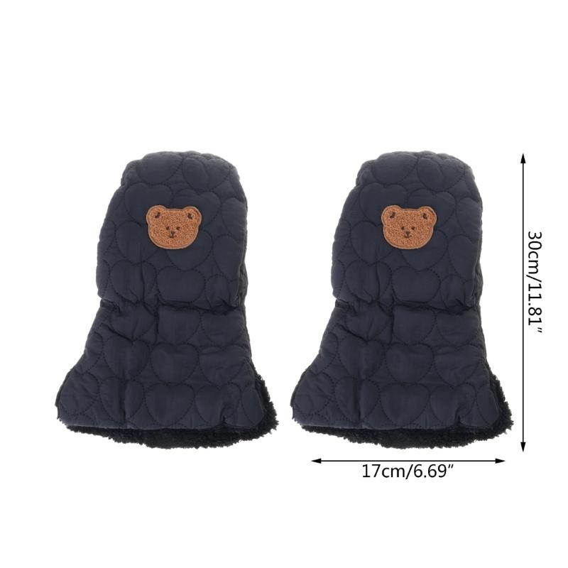 Cartoon Bear Baby Stroller Gloves Toddlers Pram Mittens Windproof Wear-resistant Hand Warmer for Outdoor Activities