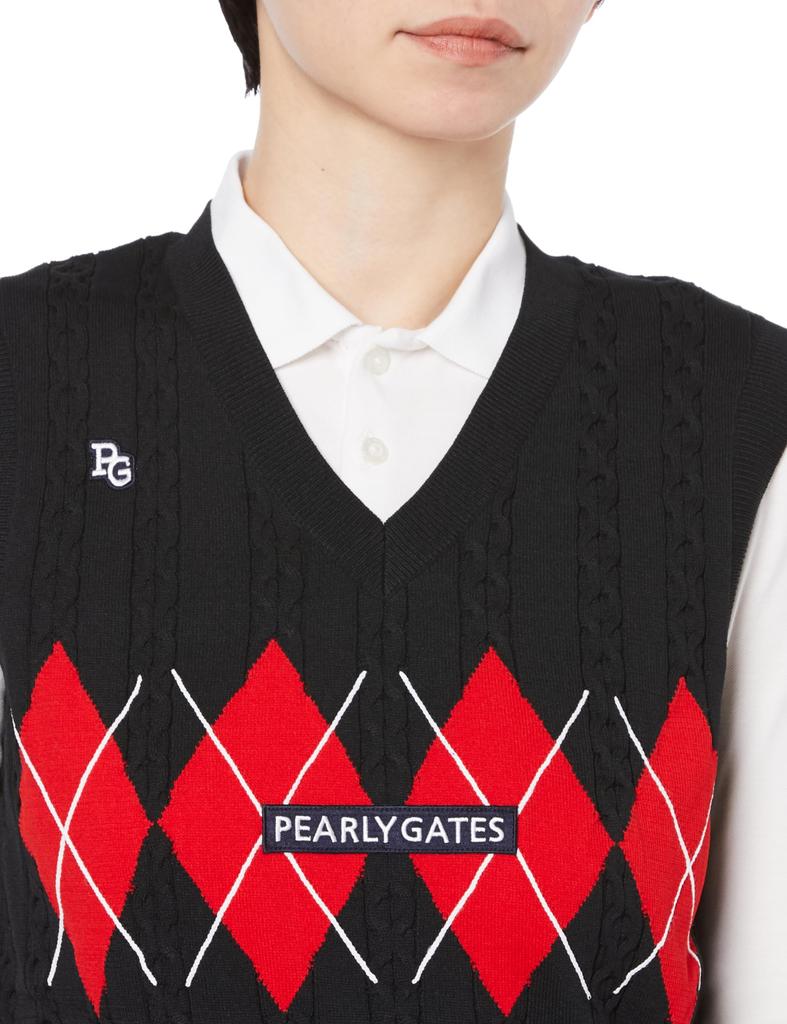 Knit Vest PY Argyle Intarsia Navy 2 [Pearly Gates] Women's / 055-3273906 120_Dark [L]