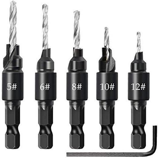 Hexagonal Countersink & Tapered Drill Bit Set for Woodworking