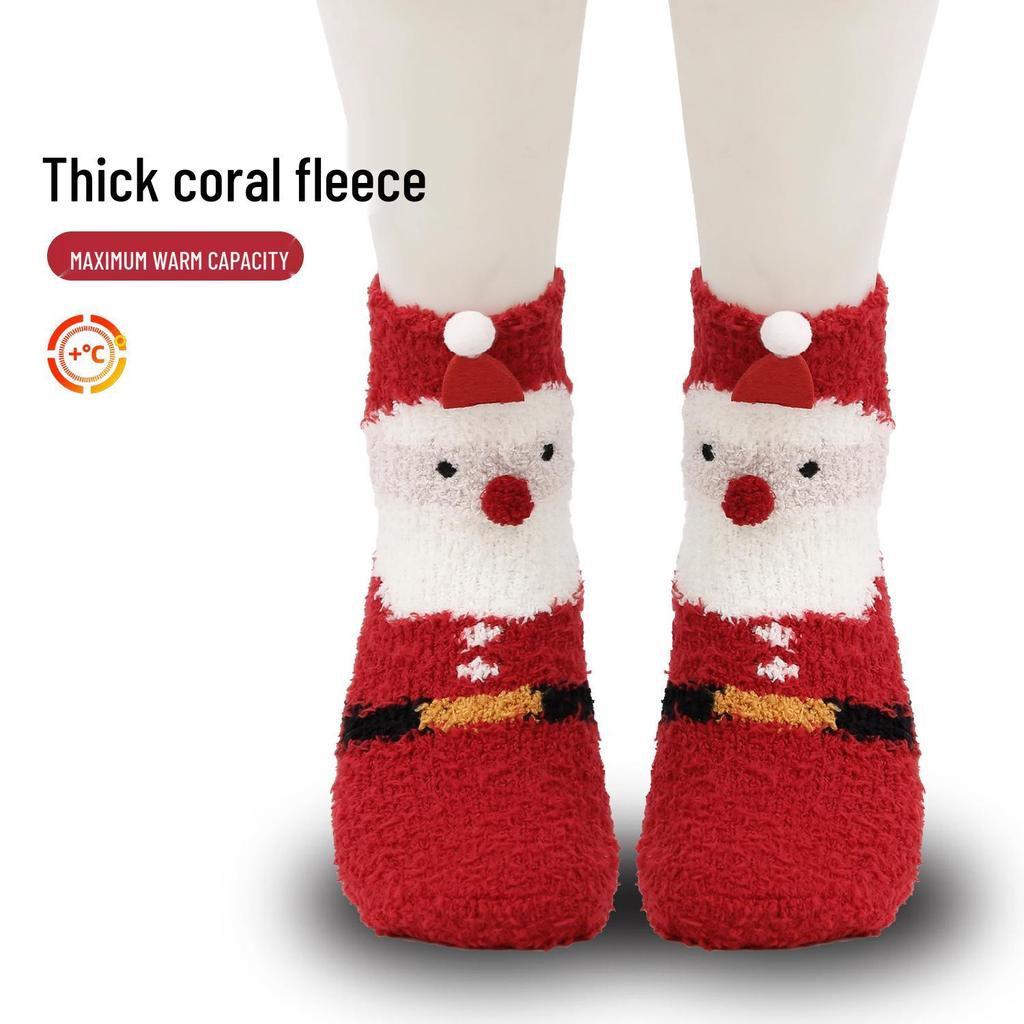 Christmas Cartoon Coral Fleece Sleep Socks - Thickened Velvet-Lined Floor Socks