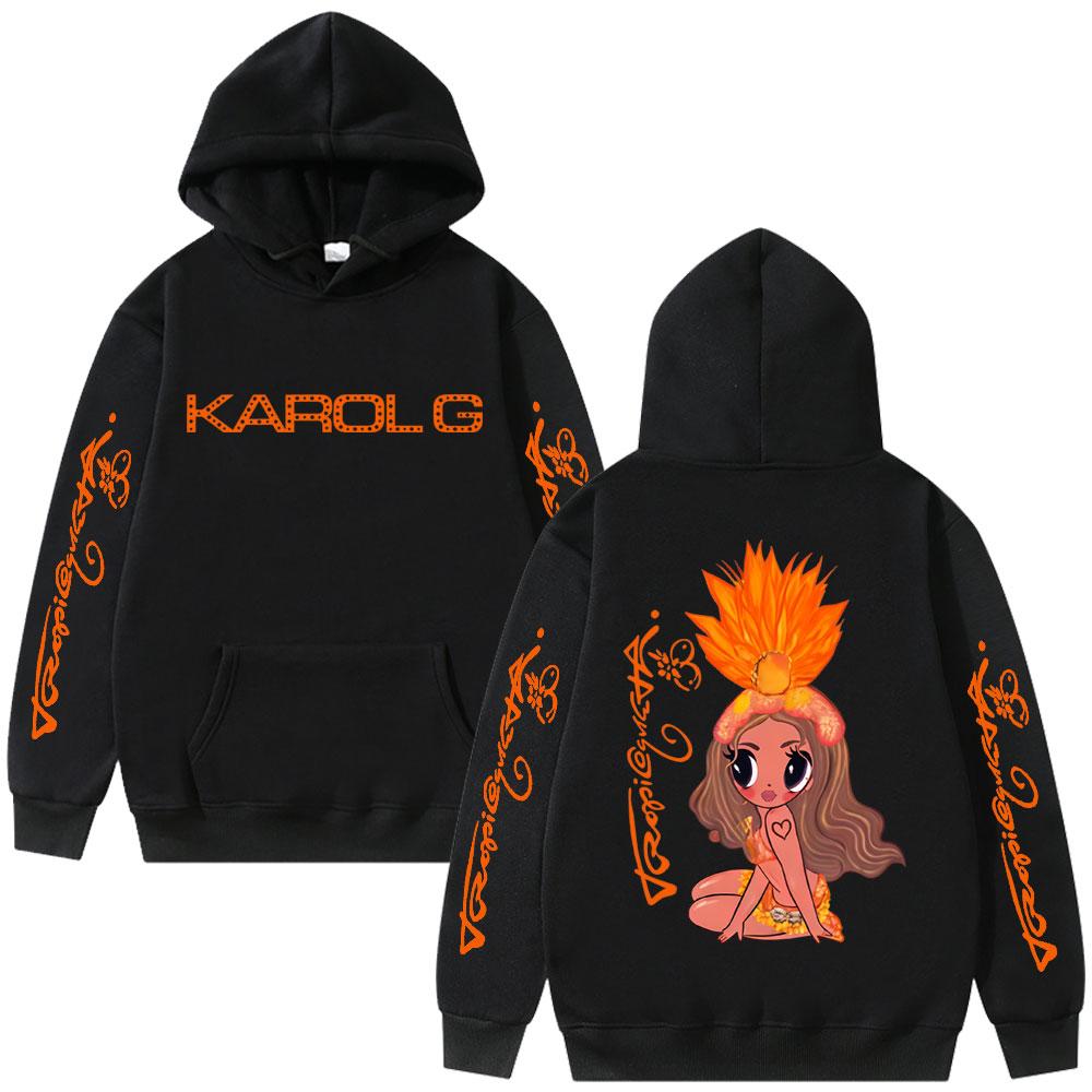 Karol G Tropicoqueta Hoodie Men Women Fashion Pop Music Sweatshirt Unisex Casual Fleece Oversized Hoodies Pullover