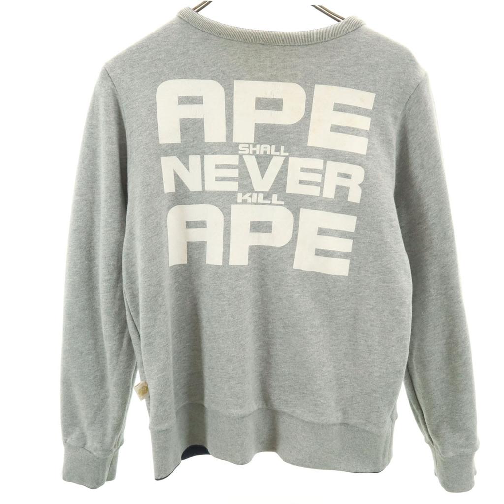 A BATHING APE Long sleeve reversible sweatshirt trainer gray Men's Used