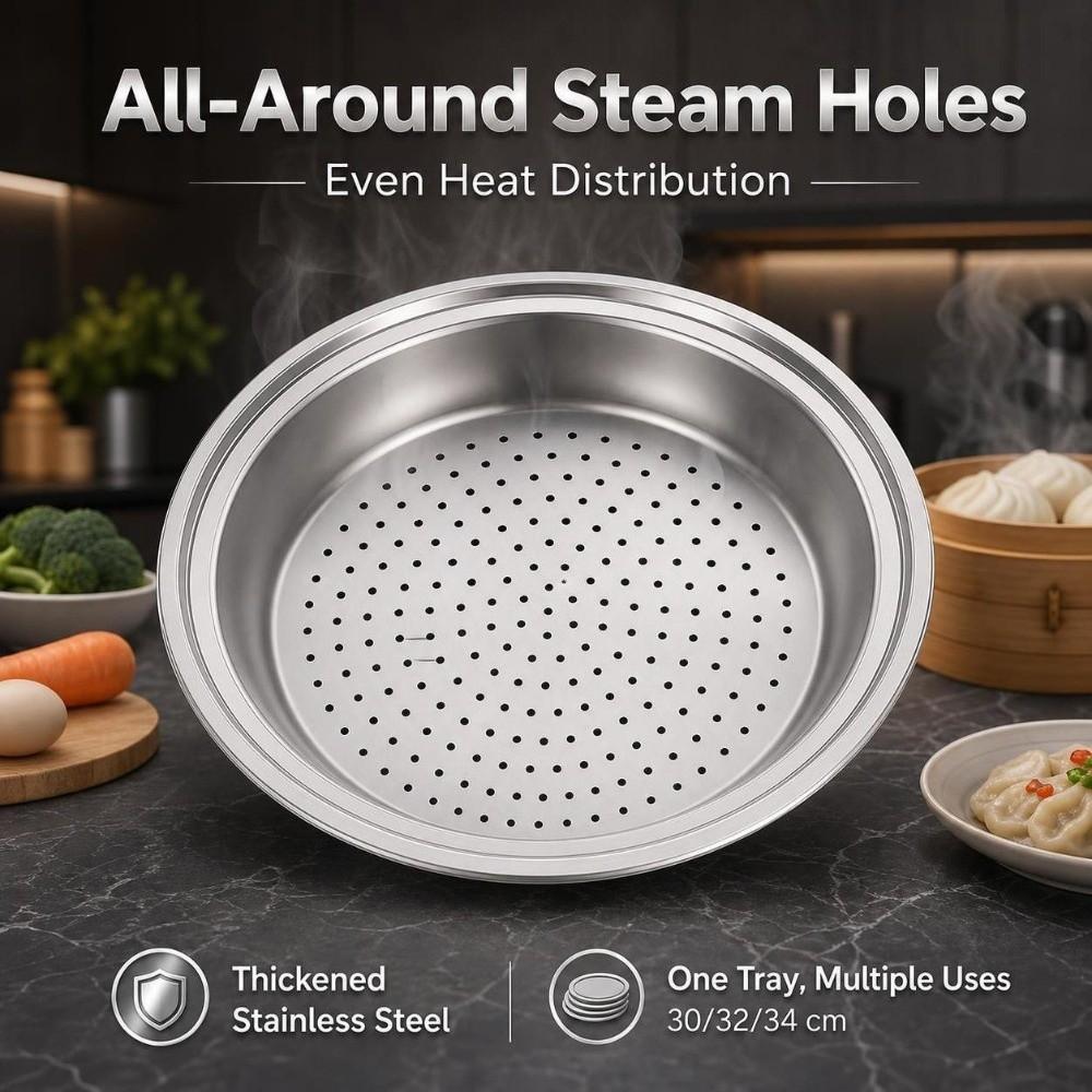 Universal Stainless Steel Steamer Tray 30/32/34cm Steamer Rack for Multi Cookware  for Dumplings