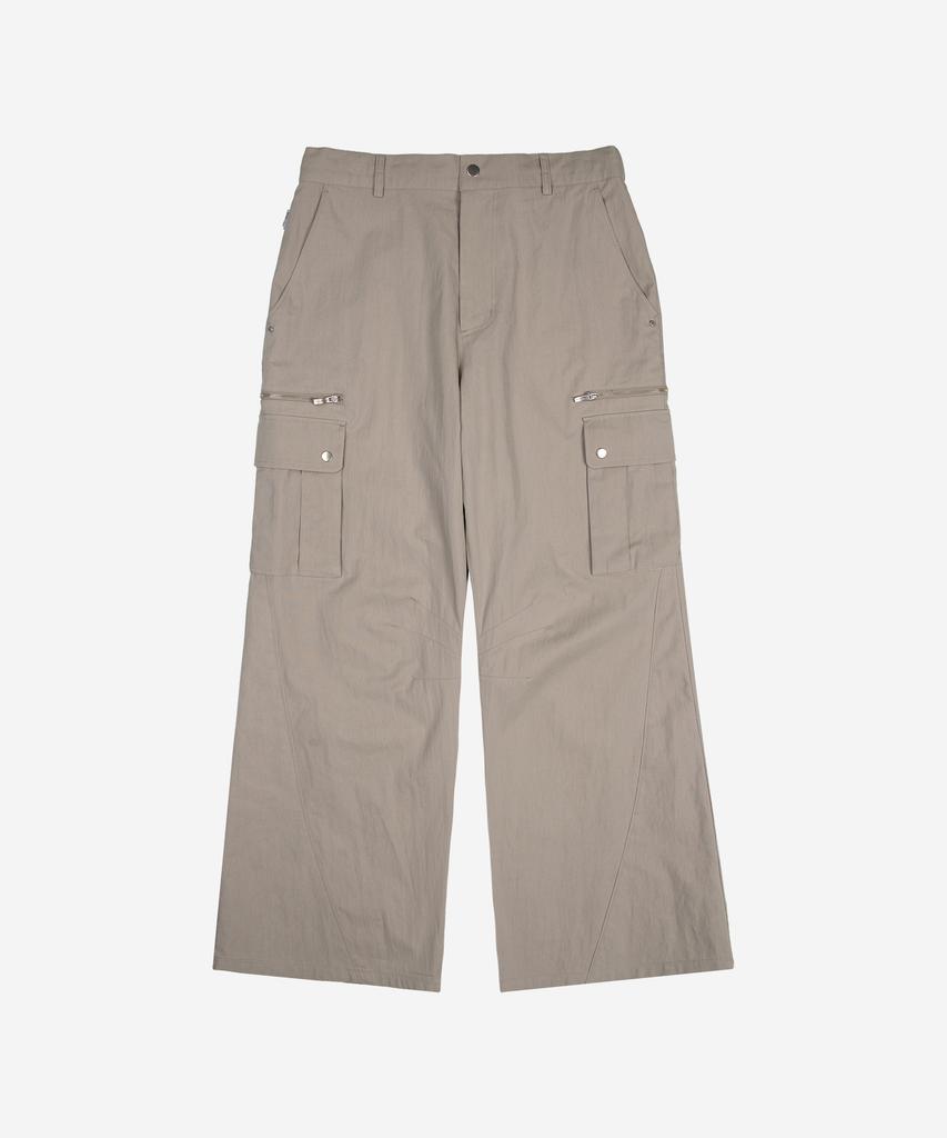 NODE LABS Dev:10 Cut Line Wide Cargo Pants_Beige