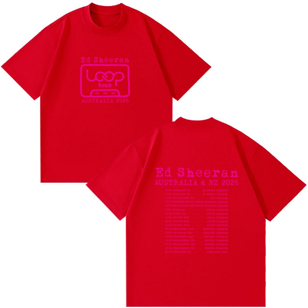 Ed Sheeran Loop Tour Australia and New Zealand 2026 Tour Merch Summer T Shirt Fans Gifts Unisex Women Fashion Cotton Style Clothing S