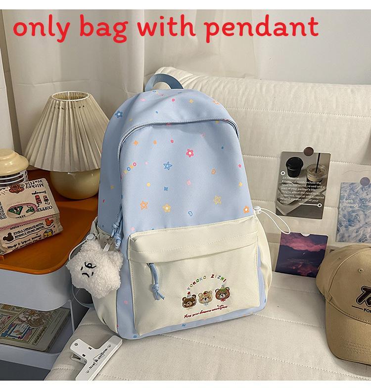 

Youthful Star Pattern Shoulder Backpack With Embroidery For School Students Blue Pendant