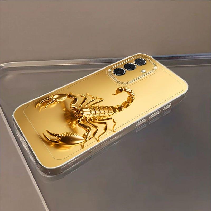 Golden Scorpion Transparent Phone Case Suitable for Samsung Galaxy S26 S25 S24 S23 S22 S20 FE/Ultra/Plus Anti Drop Back Cover