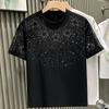 Summer Rhinestone Rivet T-shirt for Men Clothing Round Neck Casual T-shirt Fashion High Street Men's Summer Short Sleeves