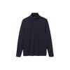 Solid Soft Half Zip Half Open Long Sleeve Sweatshirt Men's Blue Black