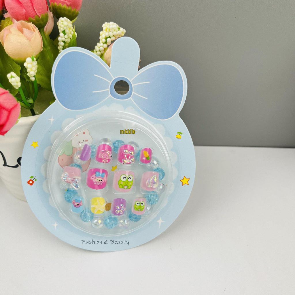 Children's Wearable Custom Nail Stickers - Cute European & American Jelly Glue Fingernail Tips