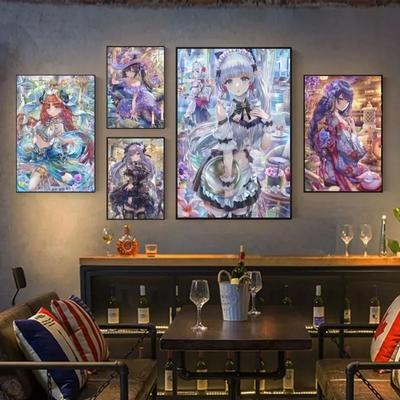 Genshin Impact Anime Spiel Poster Kunst Wandbilder Dekor Schlafzimmer Büro Spielzimmer Dekor Geschenke Kawaii Leinwandbild Katze Autos