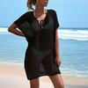 Womens Loose Knit Cover-Up Swimwear Top With Cut-Out Details Beach Pool Vacation