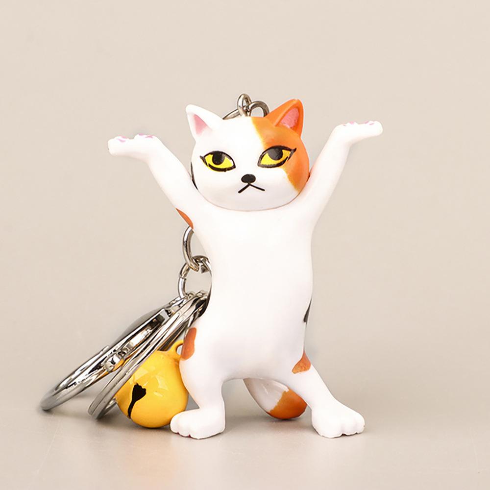 Cute Cat Figurine Keychain Creative Accessories for Women and Kids Couple Family Keychain Pendant