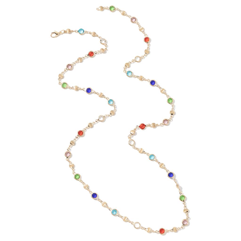Colorful Glass Necklace Women Metal Collarbone Chain Party Jewelry Fashion Body Jewelry Metal Texture for Any Occasion