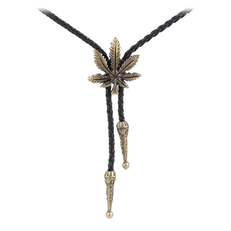 

Cowboy Monstera Bolo Tie Necklace Necktie for Shirt Jeans Western Necklace Braided Shoestring Necktie Bolo Tie 1 бронзовий