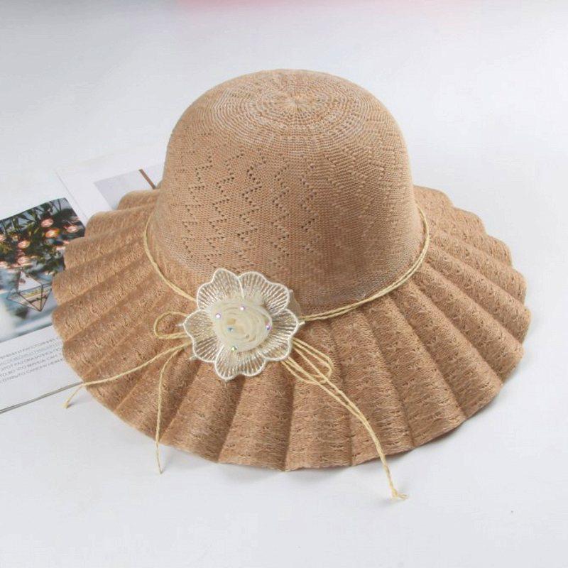 Women's Raffia Straw Sun Hat - Large Brim for Middle-Aged & Elderly