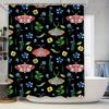 Brightly Patterned Shower Curtain with Butterflies Flowers Decorative Bathroom Hanging Liner for Home Use
