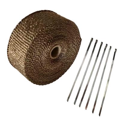 10M Motorcycle Exhaust Pipe Heat Wrap Tape Exhaust Header Wrap High-Temperature Insulation Tape With Stainless Steel Zip Ties