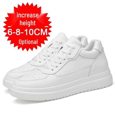 Sneaker da Skate Traspiranti da Uomo - Rialzo Invisibile di 10 cm, Suola Spessa, Scarpe Casual Bianche