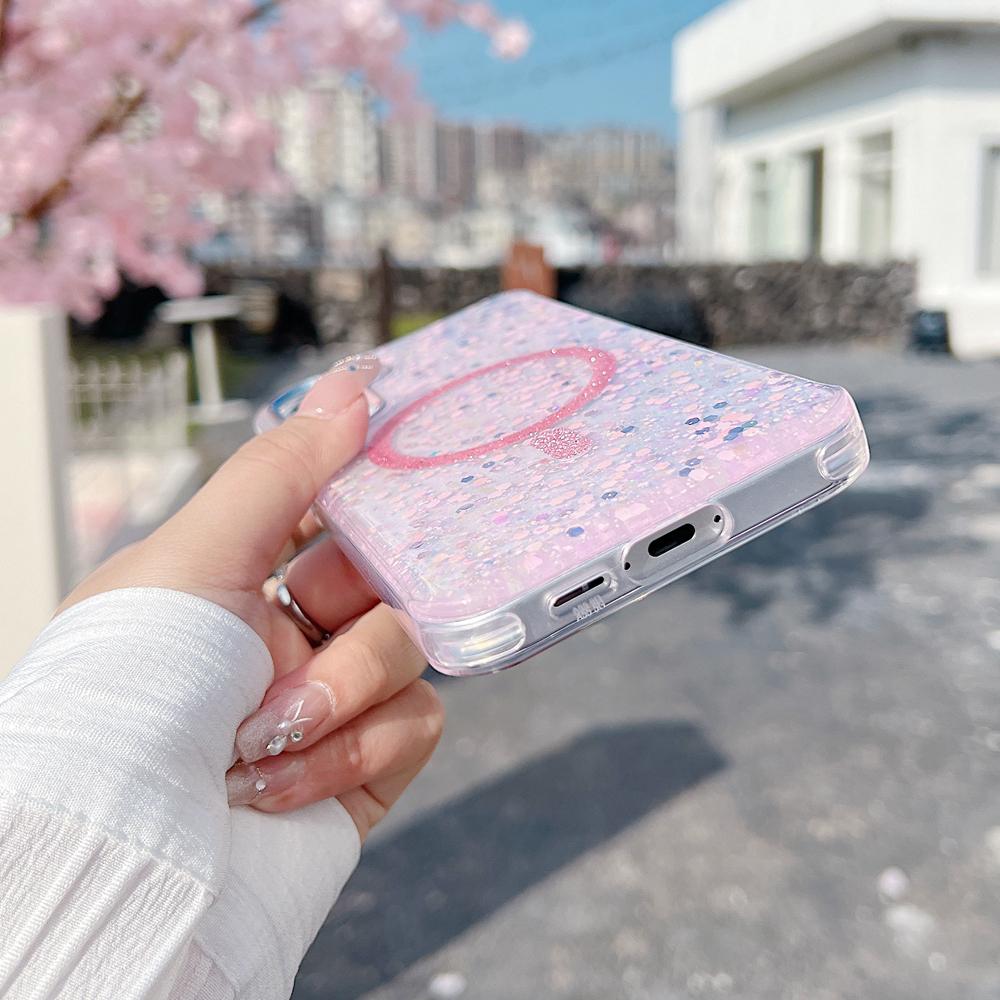 KEYSION Luxuxy Glitter Magnetic Phone Case for MagSafe for Samsung A55 5G A35 A25 5G TPU+PC Shockproof Cover for Galaxy A15 4G 5G