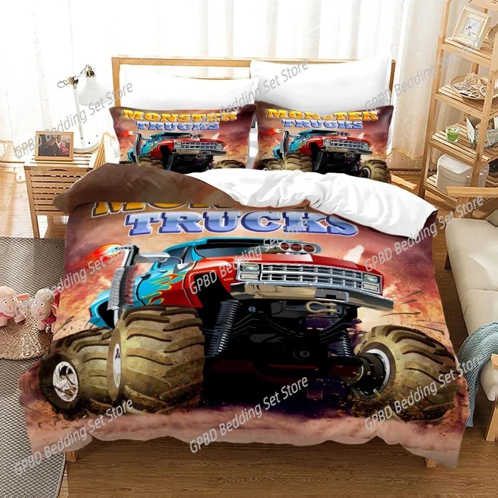 3D Print Anime Monster Jam Beding Set 3D Printed Suitable for Bedrom Soft Duvet Cover Set With Pilowcases Children Kids Home Textile