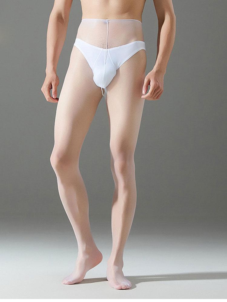 Ultrathin Sheer Men'S Pantyhose Oil Shiny Glossy U Convex Pouch Sheath Tights Man Lingeries Sexy Stocking High Waist Pantyhose