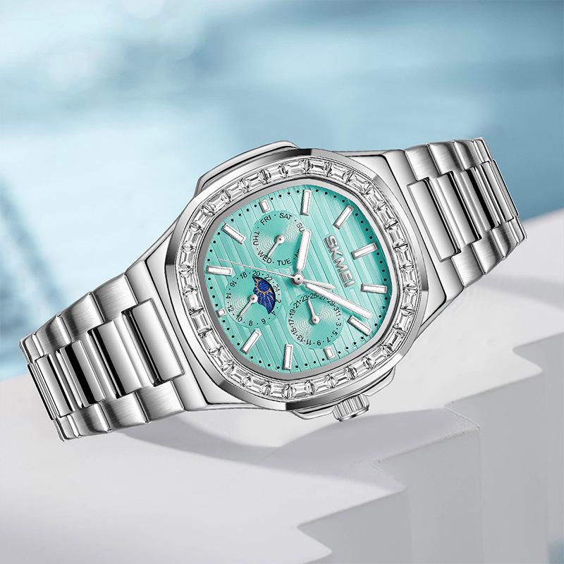 

Skmei Роскошные мужские кварцевые часы водонепроницаемые часы светящиеся многофункциональные часы с циферблатом из нержавеющей стали ремешок модные часы зелёный