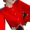 Long Sleeve Shirt For Women With Panneling And Stand Collar For Spring Wear