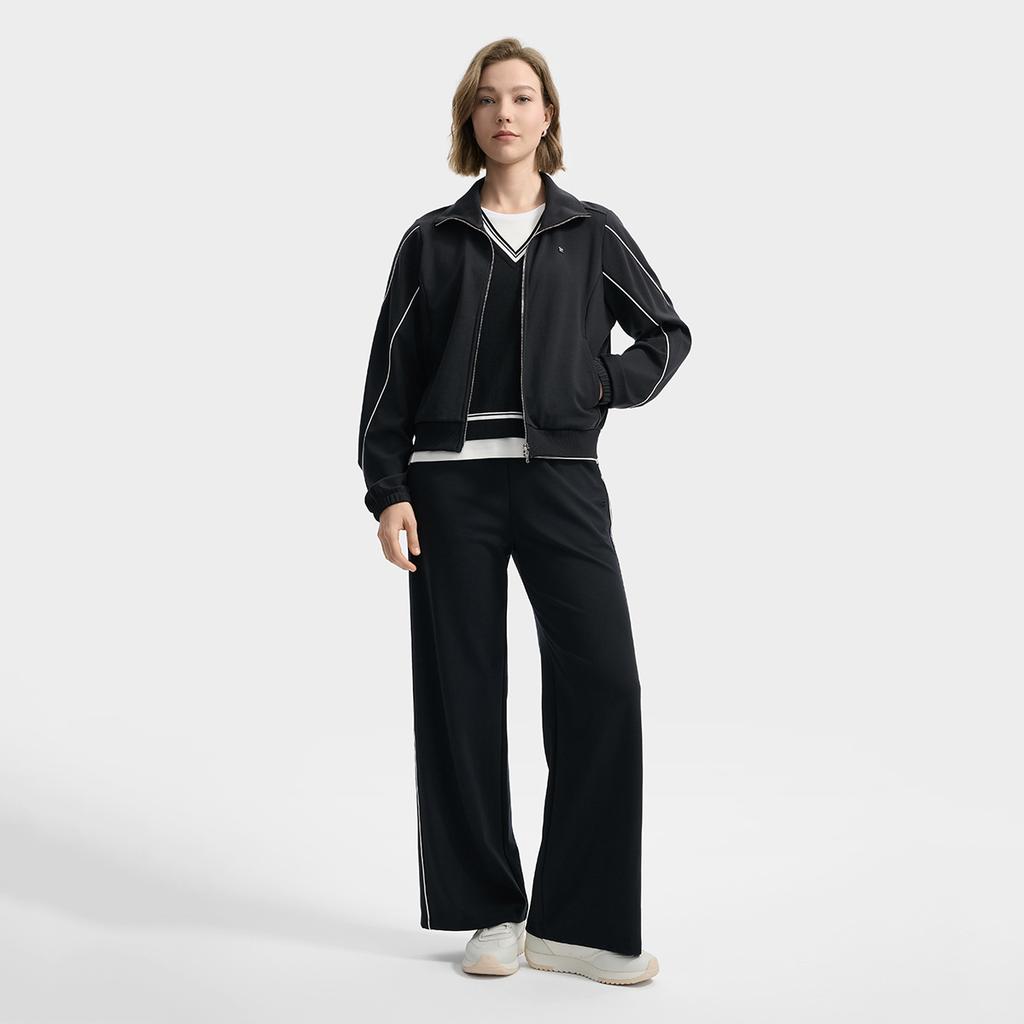 FILA White Fashionable Versatile Comfortable Loose Straight Leg Casual Pants Women bottoms F11W533605F-BK