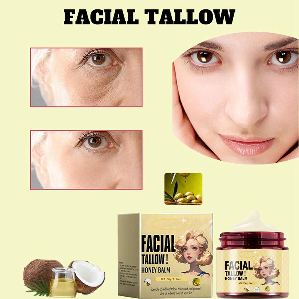 Talgfuktighetskrem, Talg Honning Fuktighetskrem, Fuktighetskrem, Hudforyngende Fuktighetskrem, Beroligende Mykgjører Sheasmør, Fri, 50g