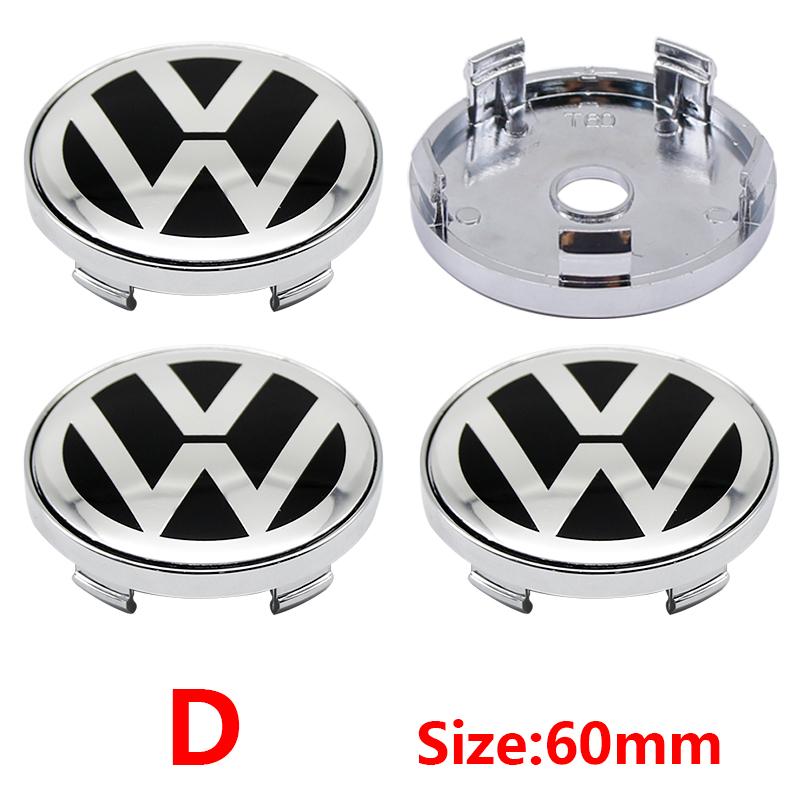 Pour VW VOLKSWAGEN Nouveau 4pcs 56mm Emblème de Roue de Voiture Autocollant Central 60mm Cache-Moyeux de Roue Accessoire Pour VW golf Passat R Rline GTI
