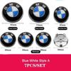 7-Piece Set: BMW Emblems & Wheel Hub Covers for 3 Series, X5, X6 - Blue/White Front, Rear, Hood & Wheel Stickers
