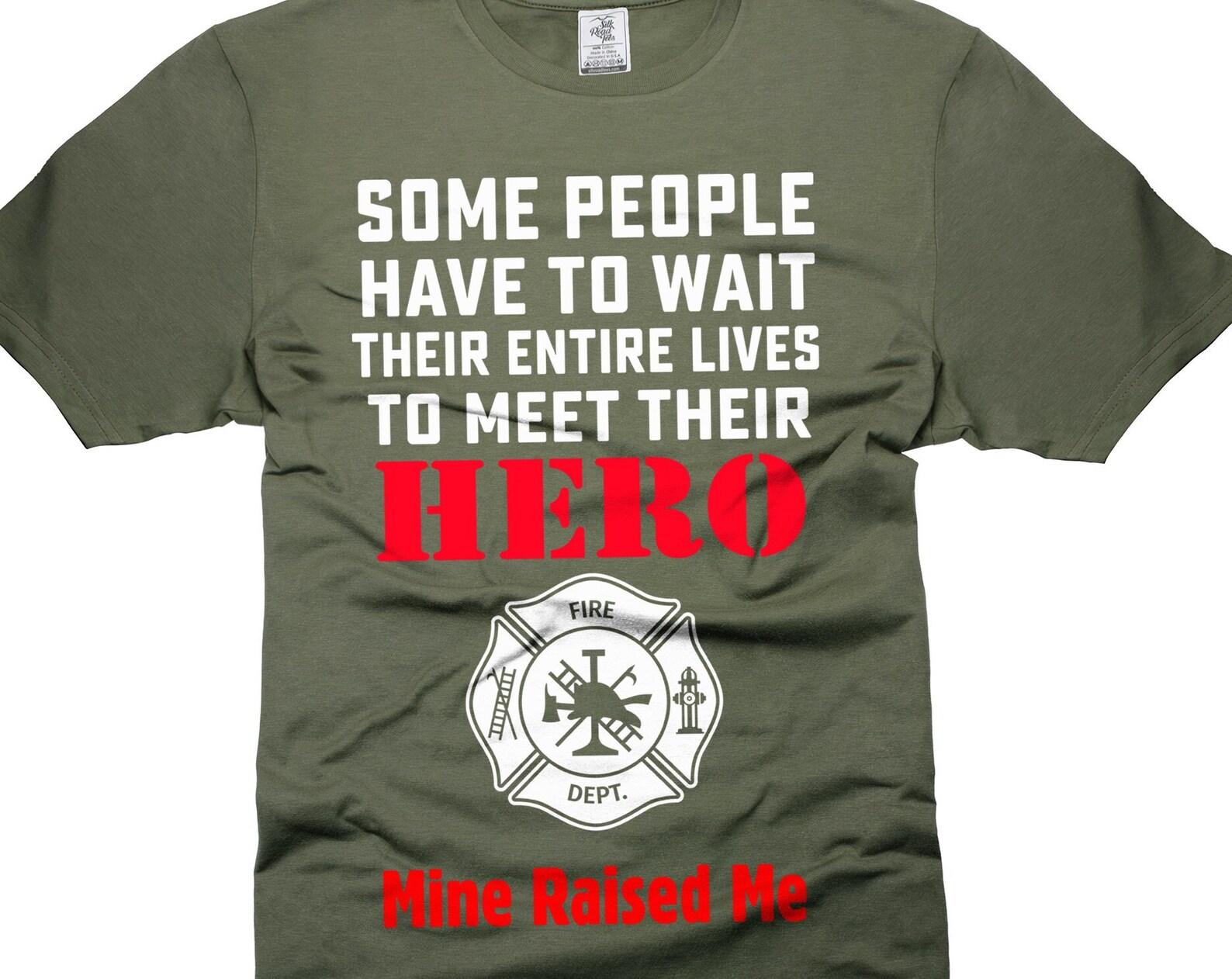 Firefighter Hero Raised Me T-Shirt: Gift for Firefighter s Child 4XL
