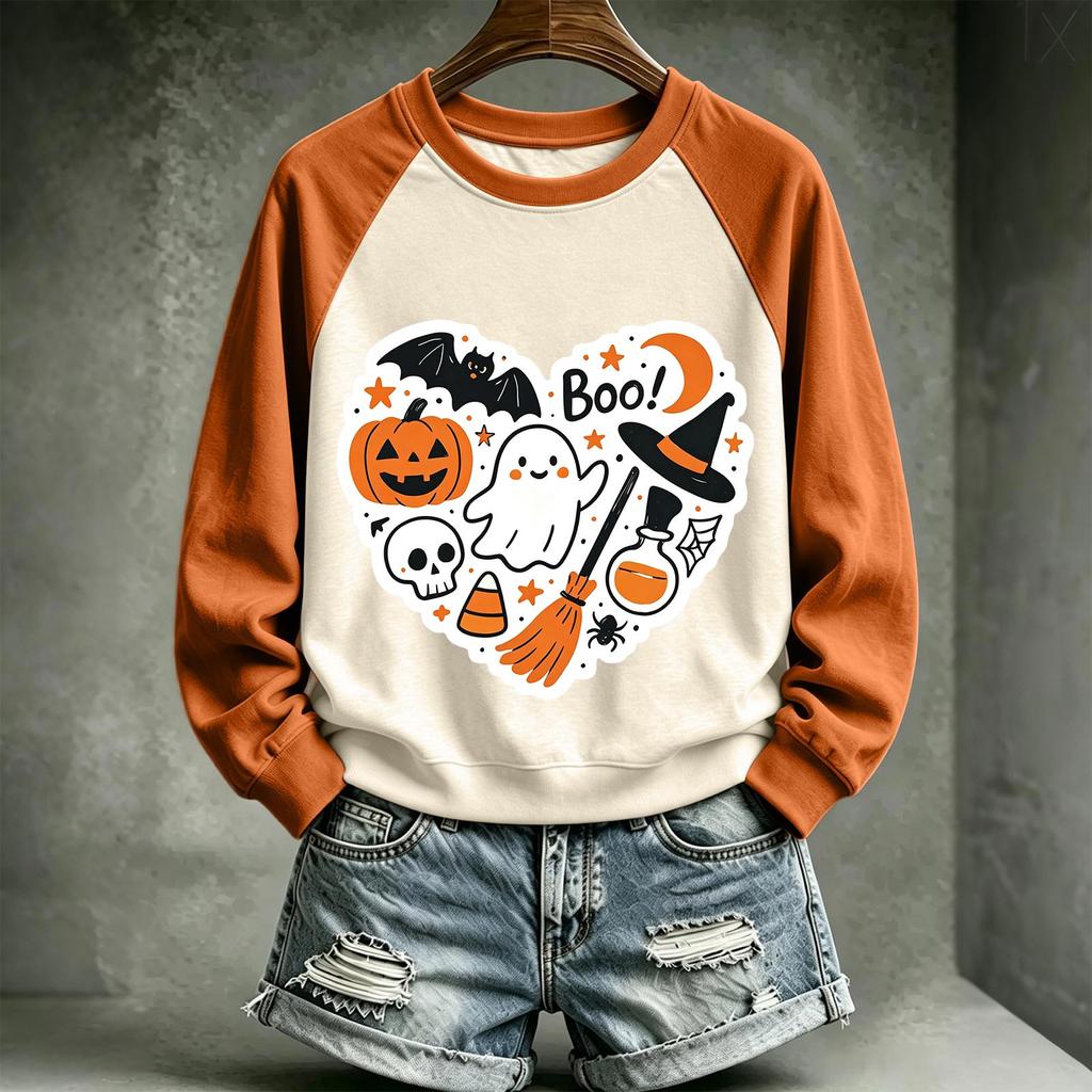 Damen Halloween Pullover Sweatshirt mit Aufdruck und süßem Design für die Feiertage